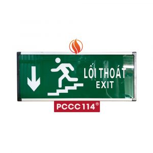 Đèn Exit xuống cầu thang (Tem kiểm định)